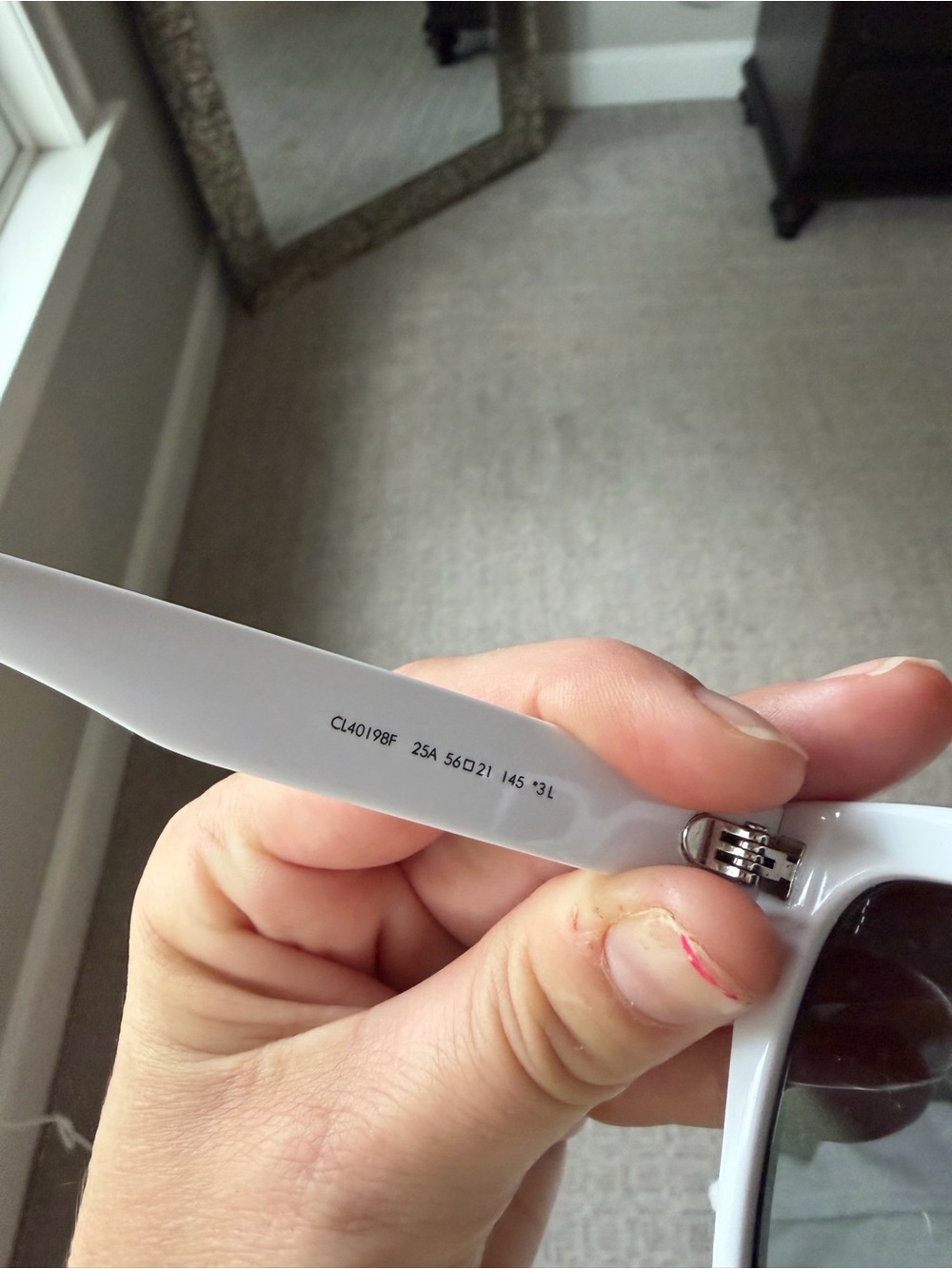 Celine White Square Sunglasses with Black Lenses - Picture 3 of 4